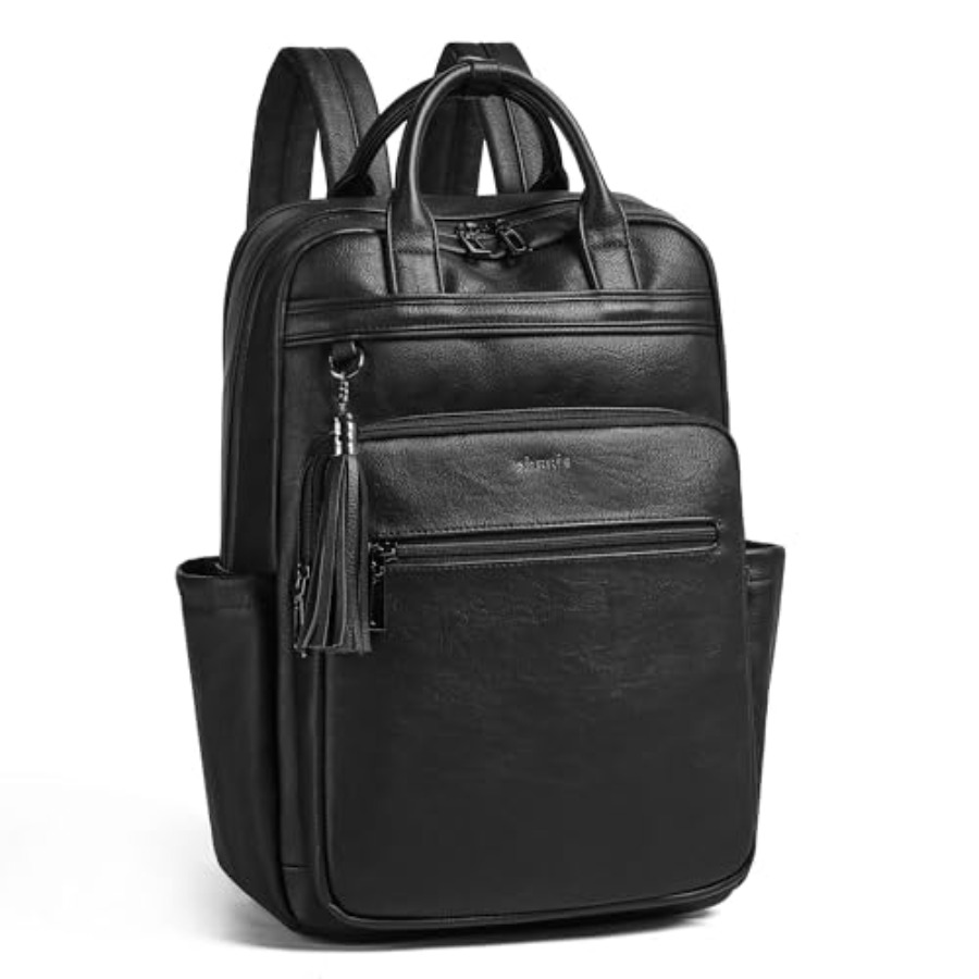 Leather Work Womens Backpack - Laptop Backpack for Women 15.6 inch