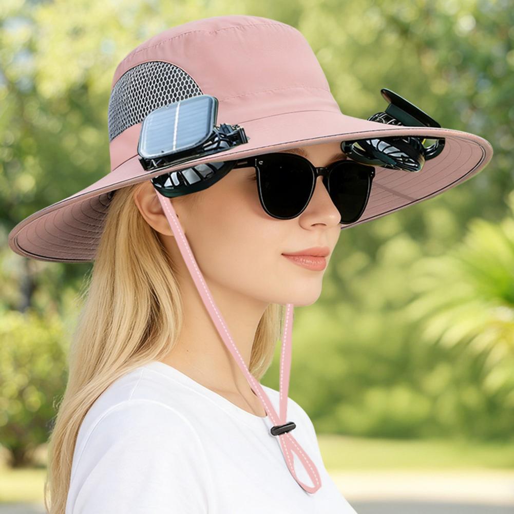 Leather Work Hat - Solar Fan Hat for Outdoor Work