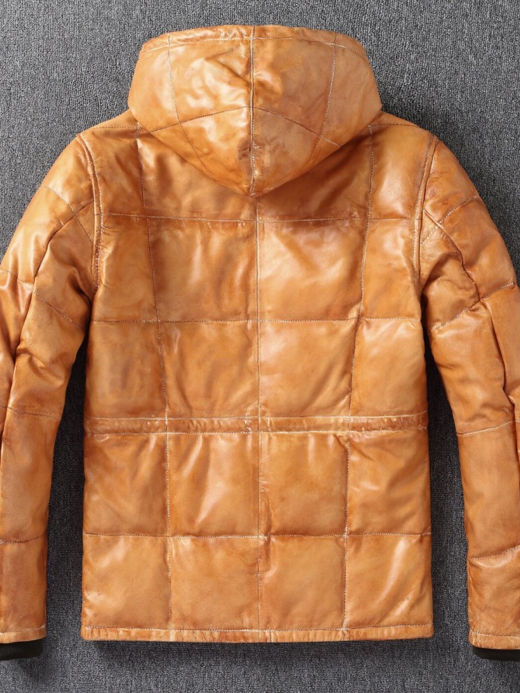 Winter Mens Sheepskin Genuine  - Leather Work Jacket With Hood ulasan dan harga