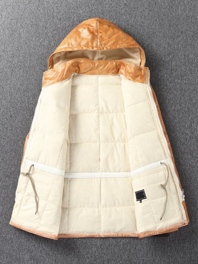 Winter Mens Sheepskin Genuine  - Leather Work Jacket With Hood ulasan dan harga