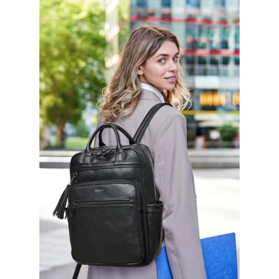 Laptop Backpack for Women 15.6 - Leather Work Womens Backpack ulasan dan harga
