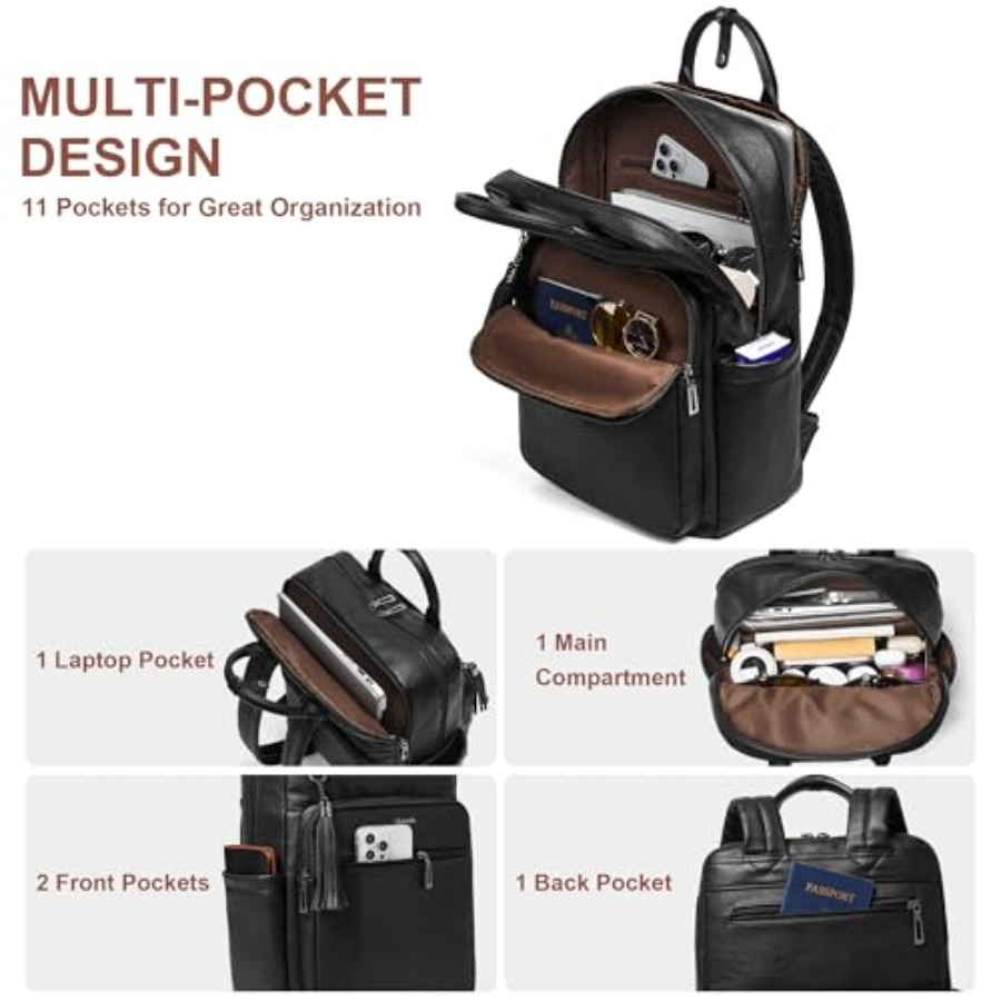 Laptop Backpack for Women 15.6 - Leather Work Womens Backpack ulasan dan harga