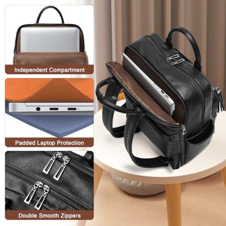 Laptop Backpack for Women 15.6 - Leather Work Womens Backpack ulasan dan harga
