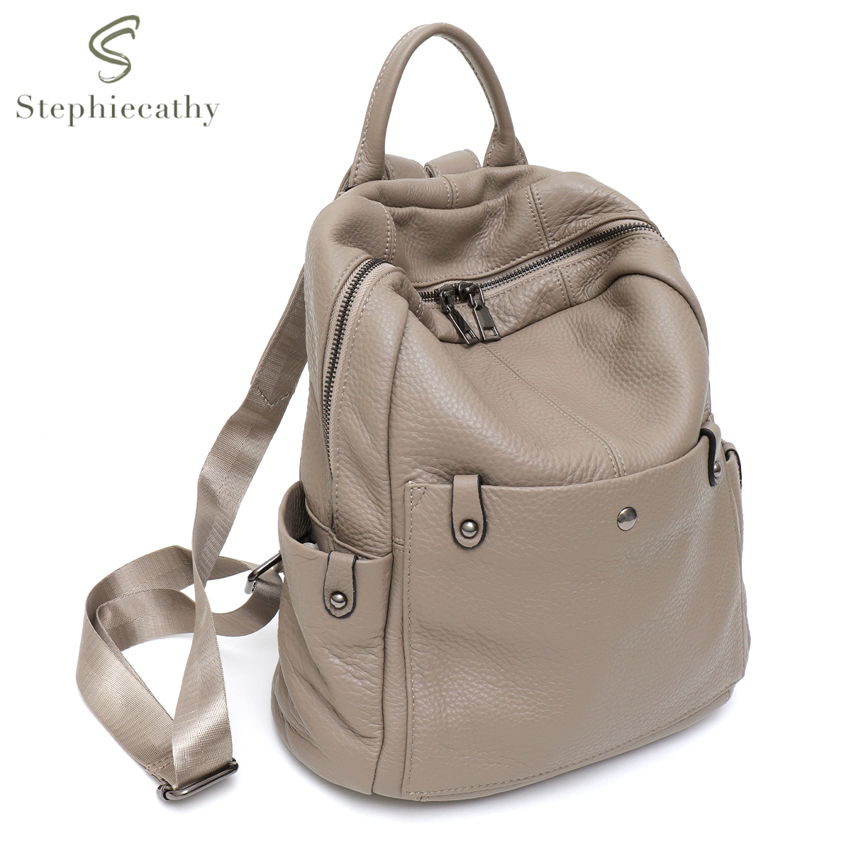 Soft Genuine Cowhide Daily Bac - Leather Work Womens Backpack ulasan dan harga
