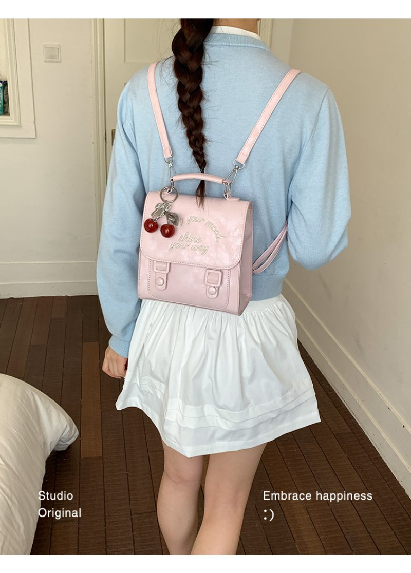 Women's Versatile Letter Embro - Leather Work Womens Backpack ulasan dan harga