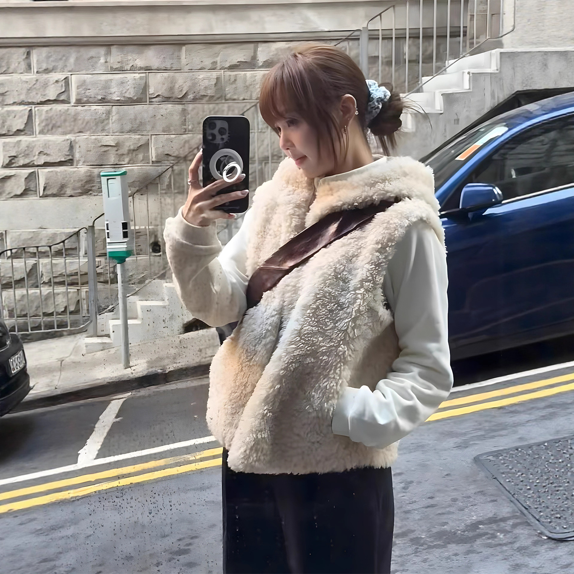 Faux Fur Coats Women Vests Zip - Leather Work Jacket With Hood ulasan dan harga