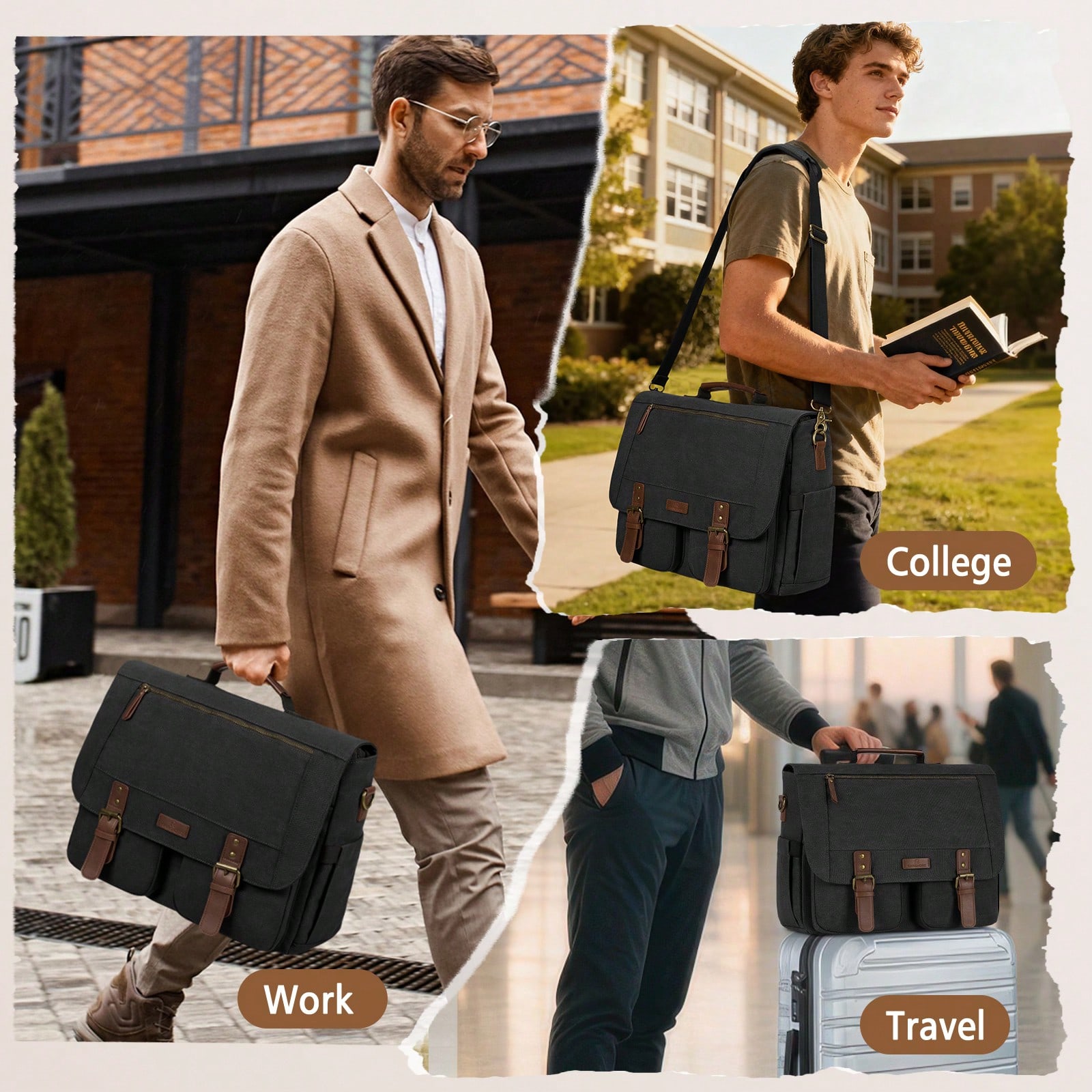 Vintage Men's Messenger Bag, 1 - Leatherwork Thread ulasan dan harga