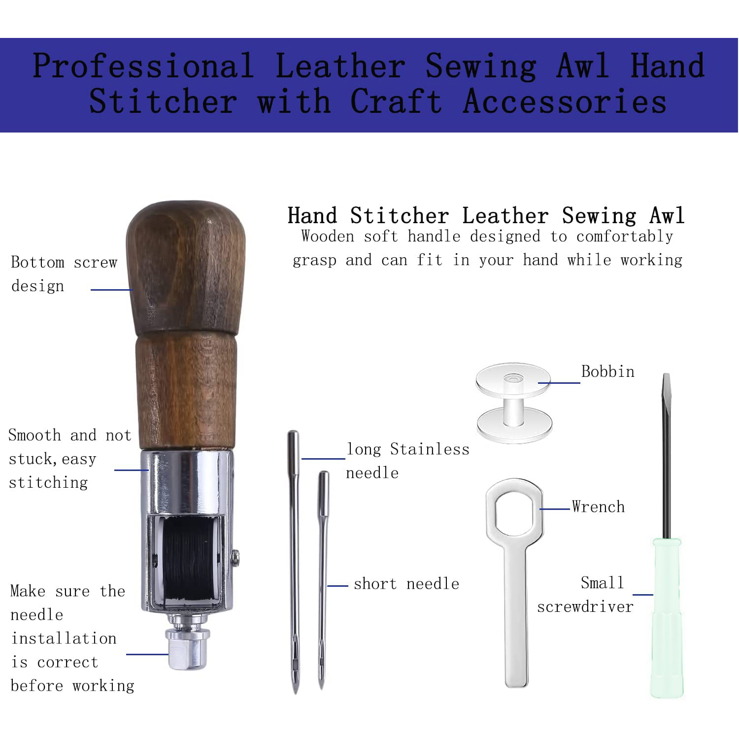 Leather Sewing Awl Thread Kit  - Leatherwork Thread ulasan dan harga