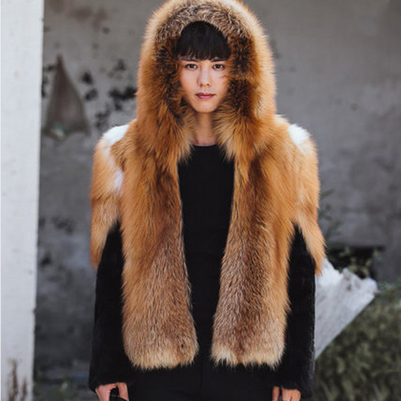 2026 Men Faux Fur Fox Coats Sh - Leather Work Jacket With Hood ulasan dan harga