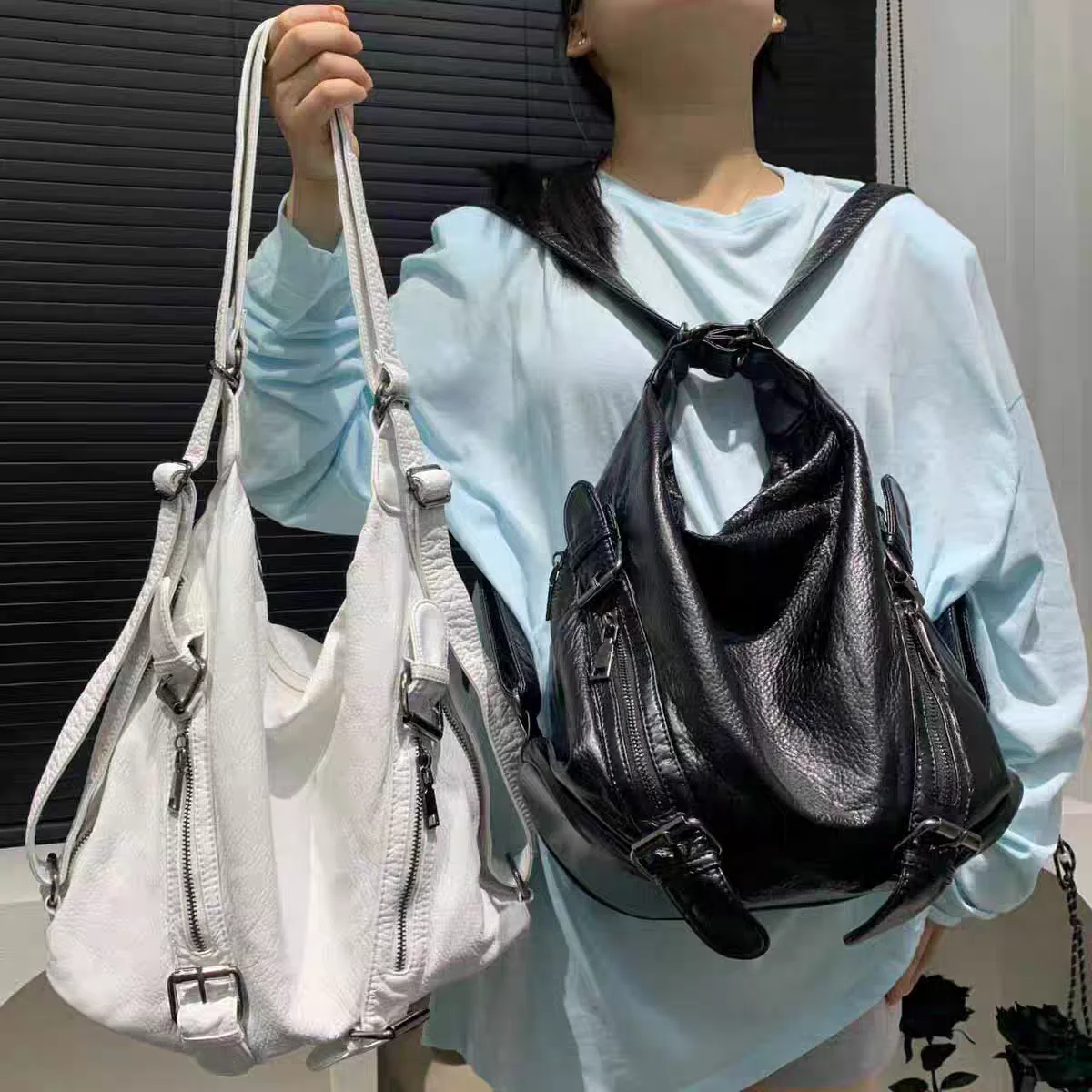 Women's Fashion Y2k Sexy Motor - Leather Work Womens Backpack ulasan dan harga