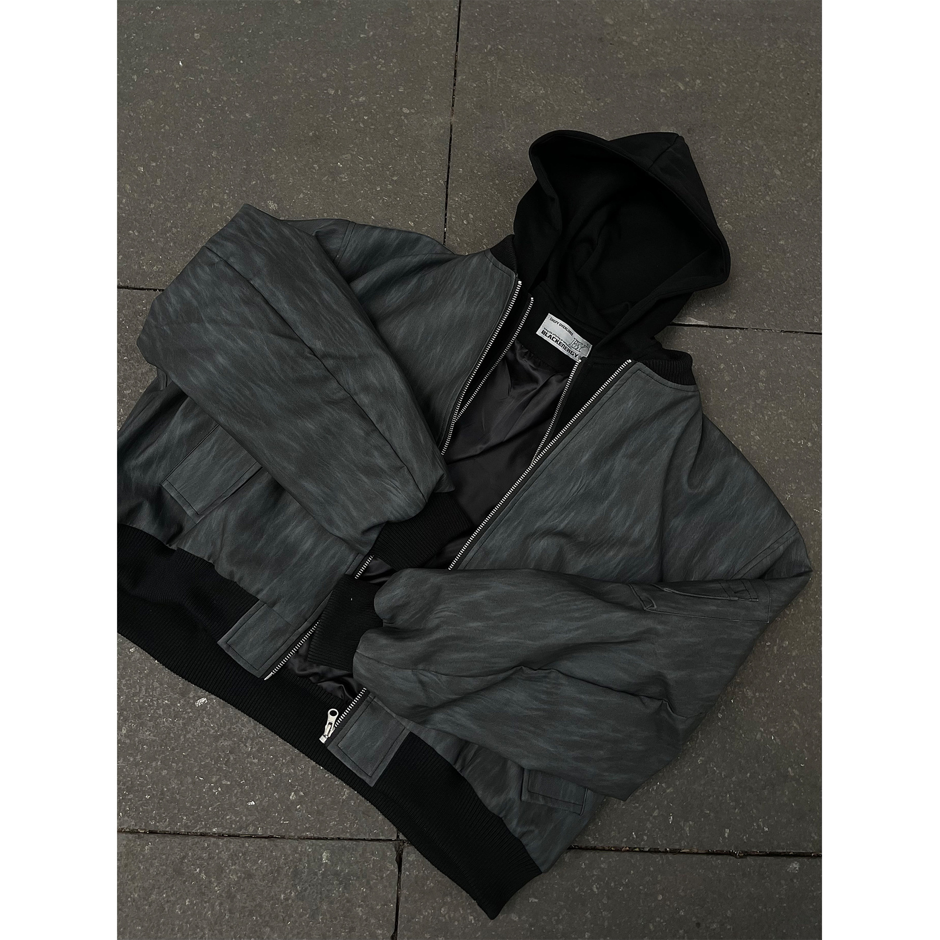 UMI MAO American Retro Work Ja - Leather Work Jacket With Hood ulasan dan harga