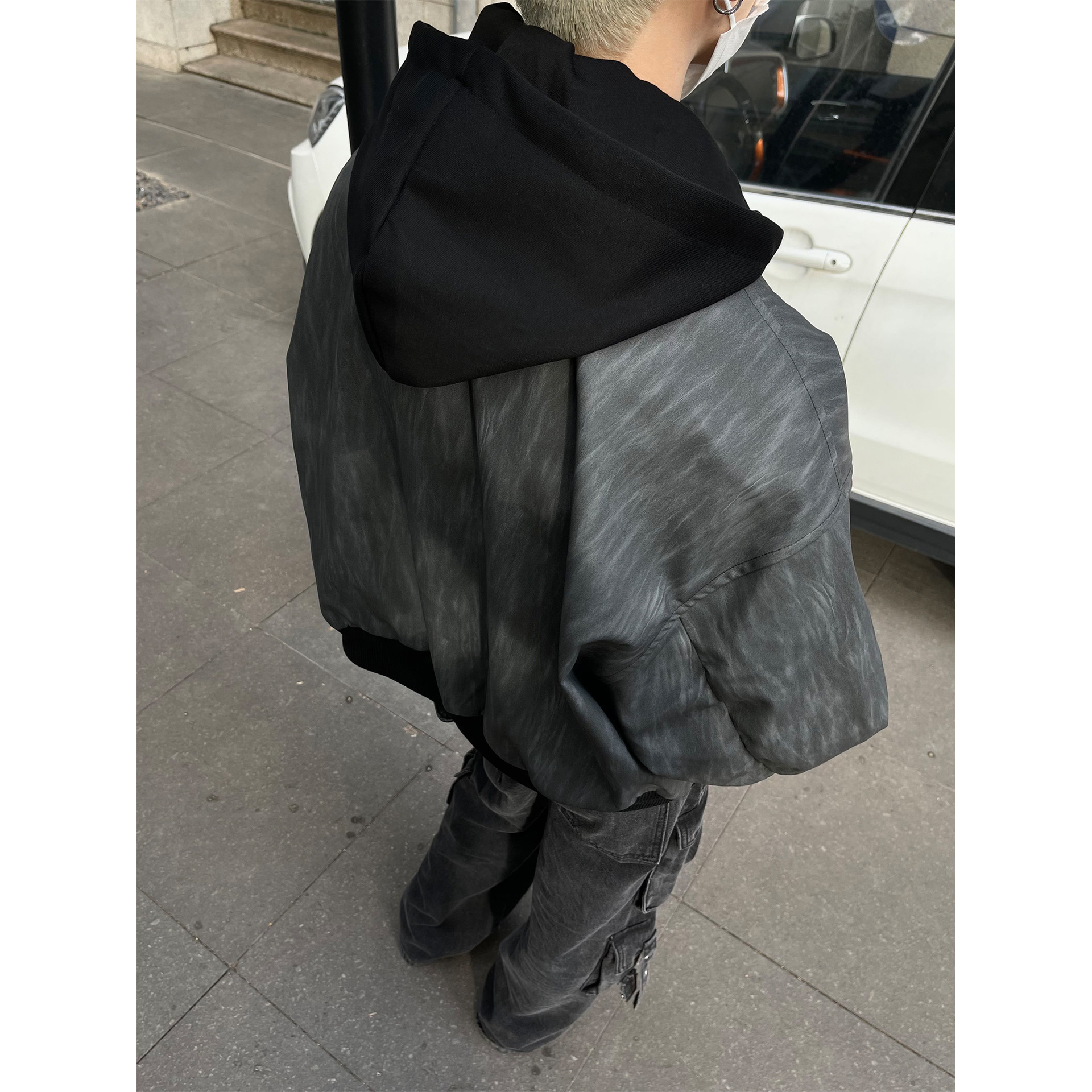 UMI MAO American Retro Work Ja - Leather Work Jacket With Hood ulasan dan harga