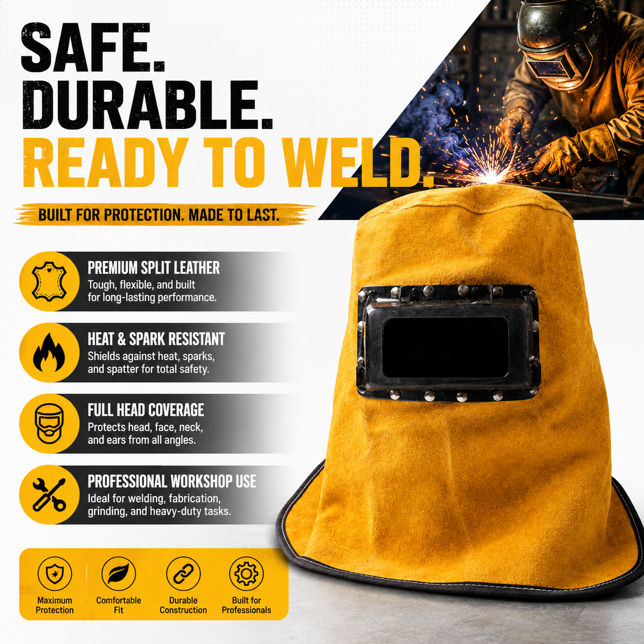 Leather Welding Helmet Mask wi - Leather Work Hat ulasan dan harga