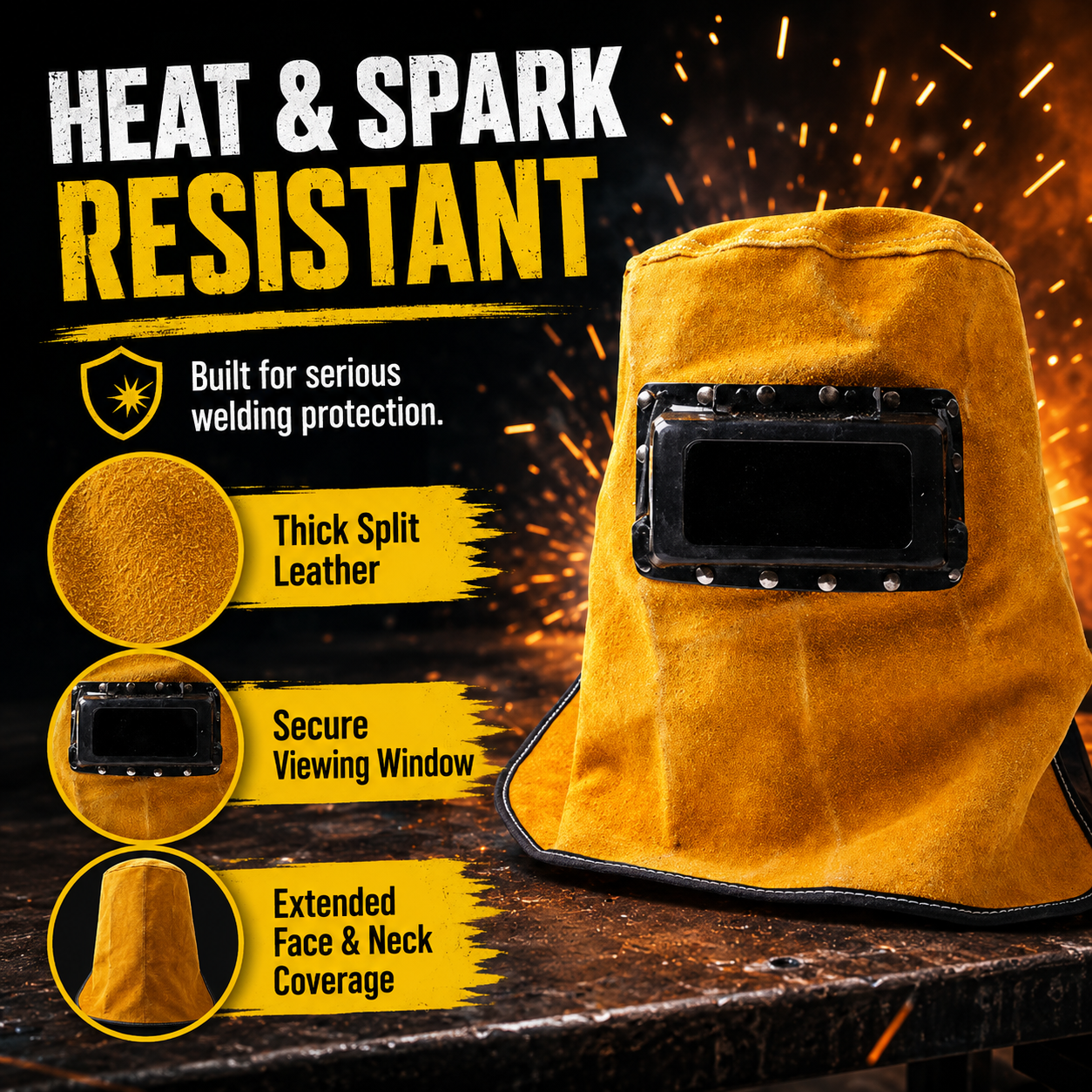 Leather Welding Helmet Mask wi - Leather Work Hat ulasan dan harga