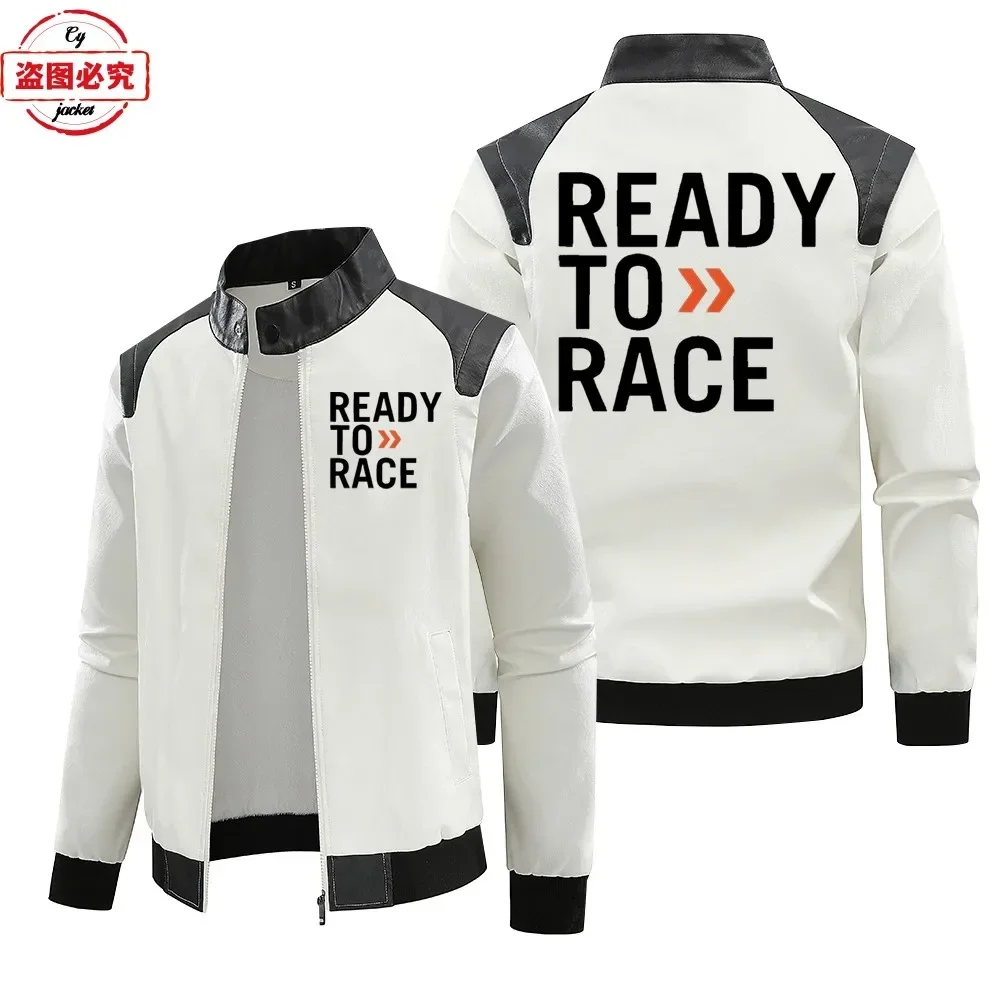 Ready to Race logo printed off - Leather Work Jacket With Hood ulasan dan harga