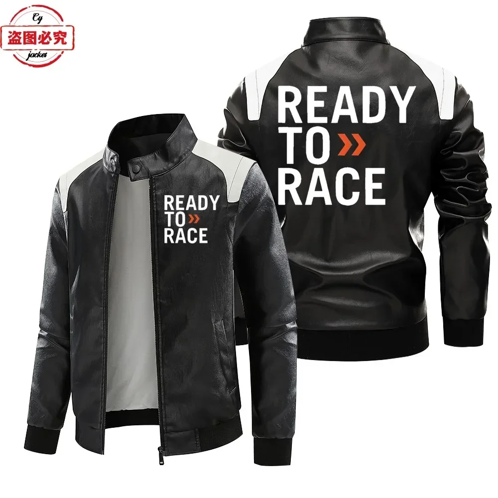 Ready to Race logo printed off - Leather Work Jacket With Hood ulasan dan harga