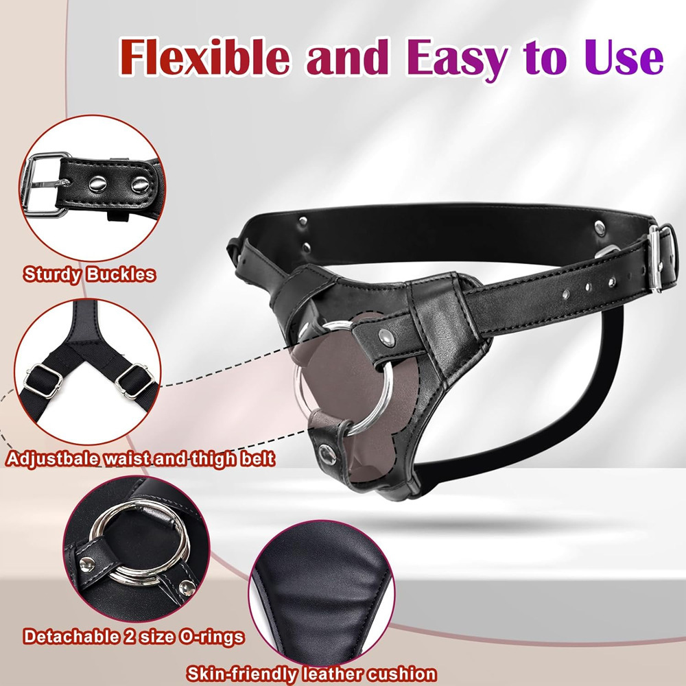 Strapon Dildo Harness Wearable - Leather Work Harness ulasan dan harga