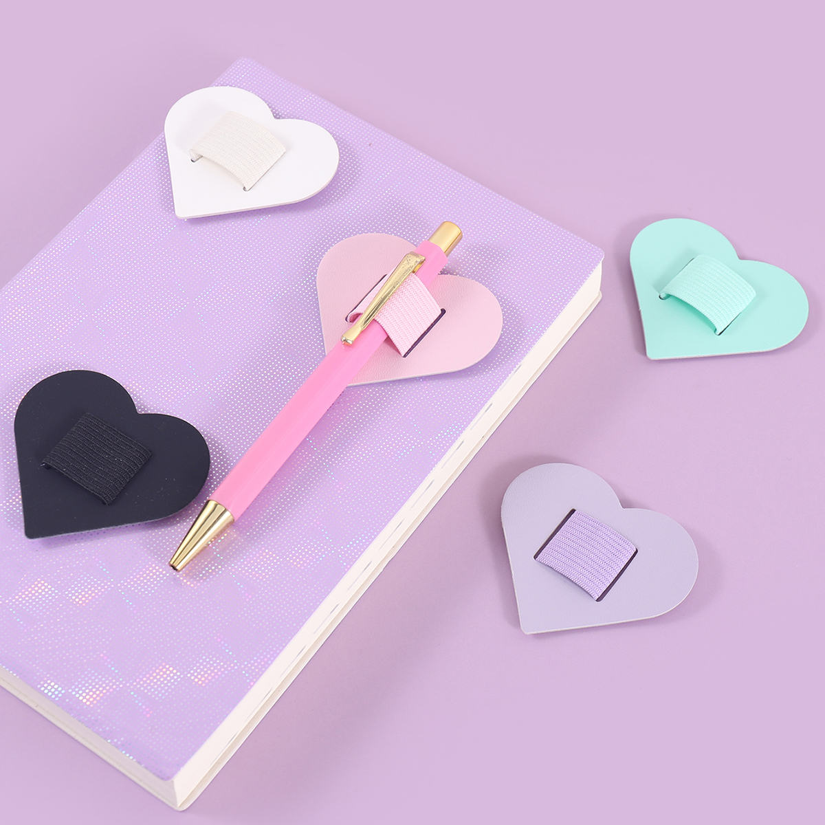 Self-Adhesive Heart Pen Clip H - Leather Work Notepad ulasan dan harga