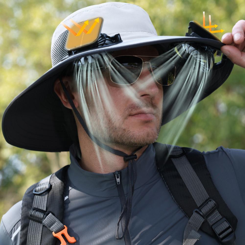 Solar Fan Hat for Outdoor Work - Leather Work Hat ulasan dan harga
