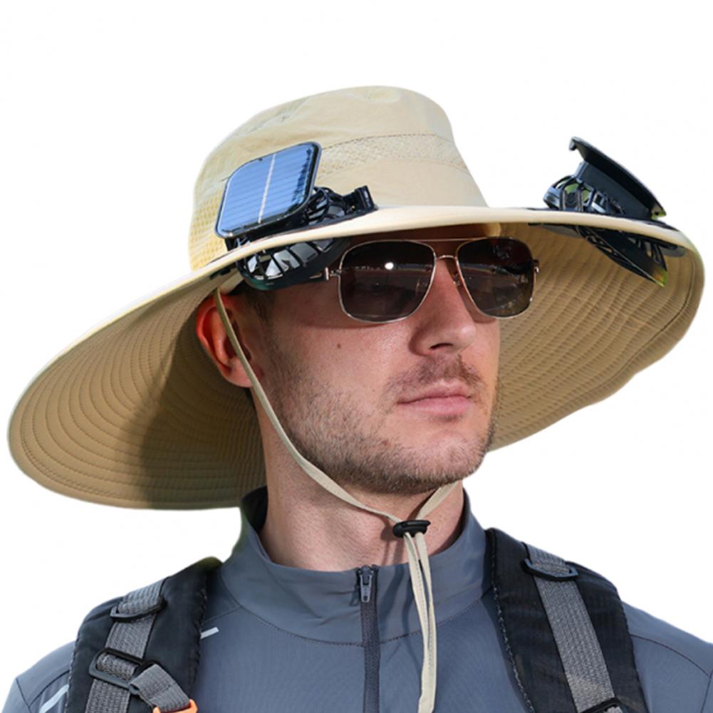 Solar Fan Hat for Outdoor Work - Leather Work Hat ulasan dan harga
