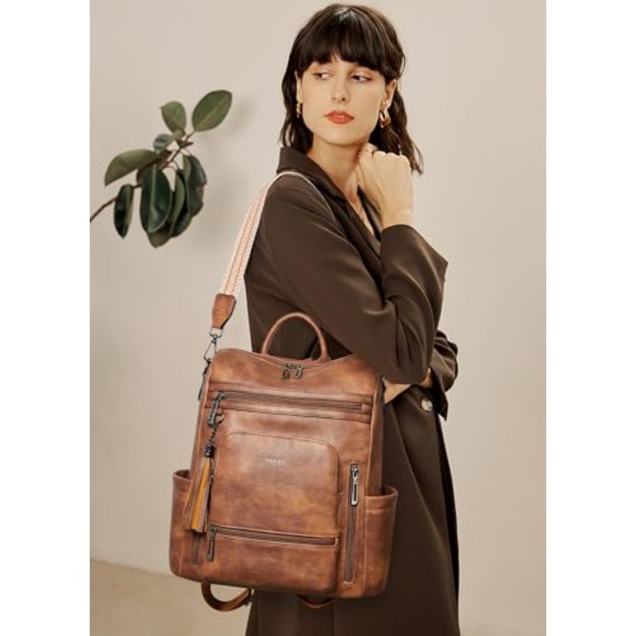 Vegan Leather Laptop Backpack  - Leather Work Womens Backpack ulasan dan harga