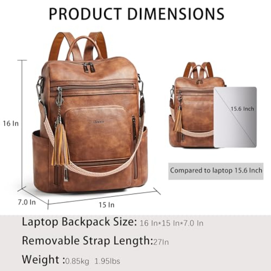 Vegan Leather Laptop Backpack  - Leather Work Womens Backpack ulasan dan harga