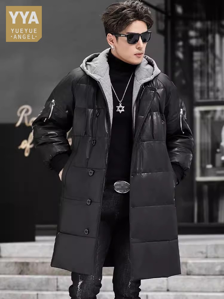 Winter New Men Hooded Long Gen - Leather Work Jacket With Hood ulasan dan harga