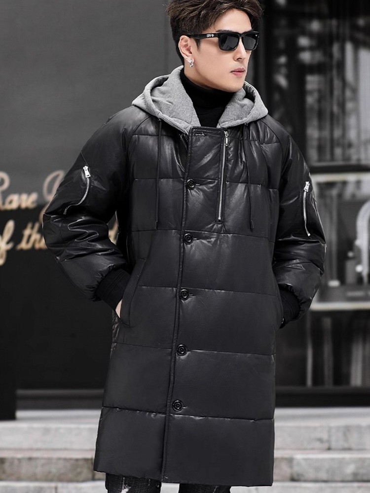 Winter New Men Hooded Long Gen - Leather Work Jacket With Hood ulasan dan harga