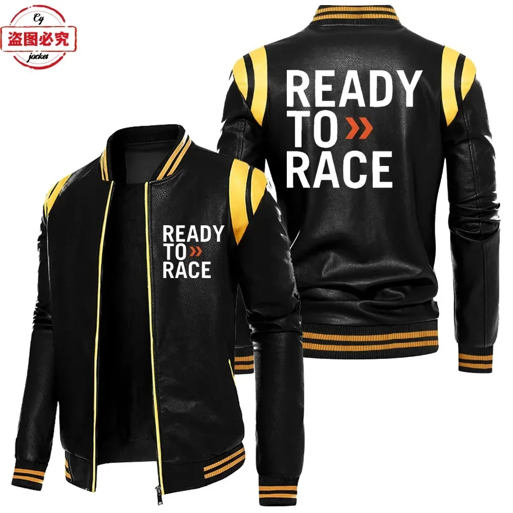Ready To Race Logo Printed Off - Leather Work Jacket With Hood ulasan dan harga