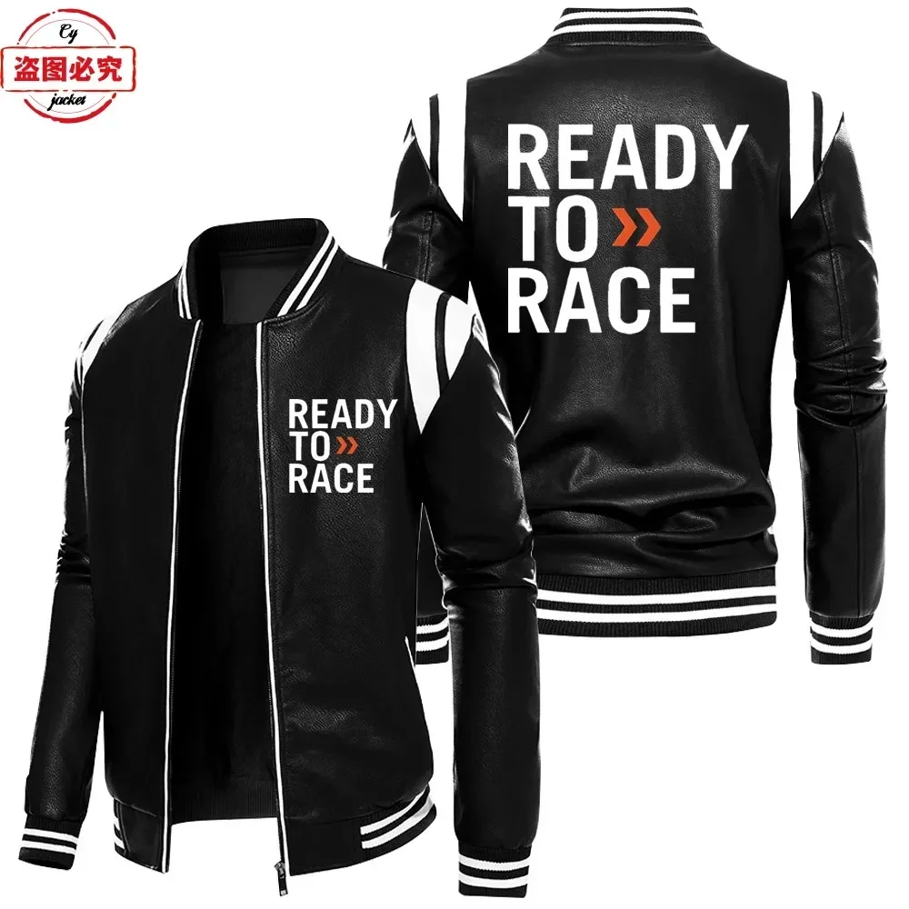 Ready To Race Logo Printed Off - Leather Work Jacket With Hood ulasan dan harga