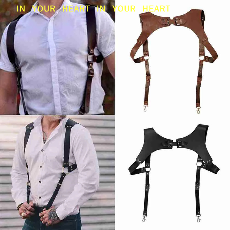 Men's Suspenders Belts Fashion - Leather Work Harness ulasan dan harga