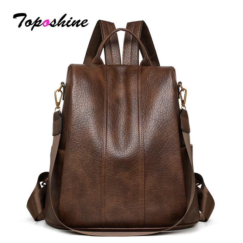 Toposhine Vintage Brown Leathe - Leather Work Womens Backpack ulasan dan harga