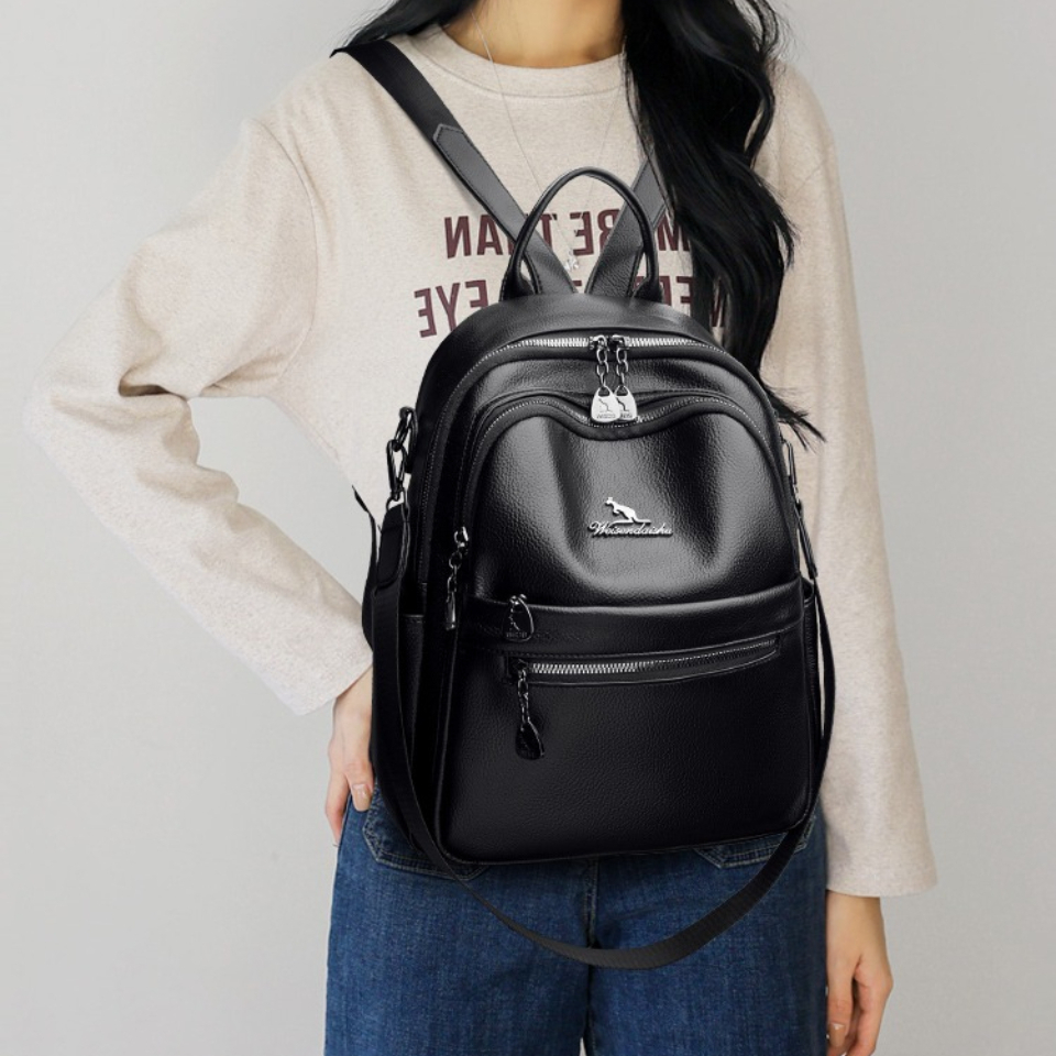 Pebbled Leather Texture Backpa - Leather Work Womens Backpack ulasan dan harga
