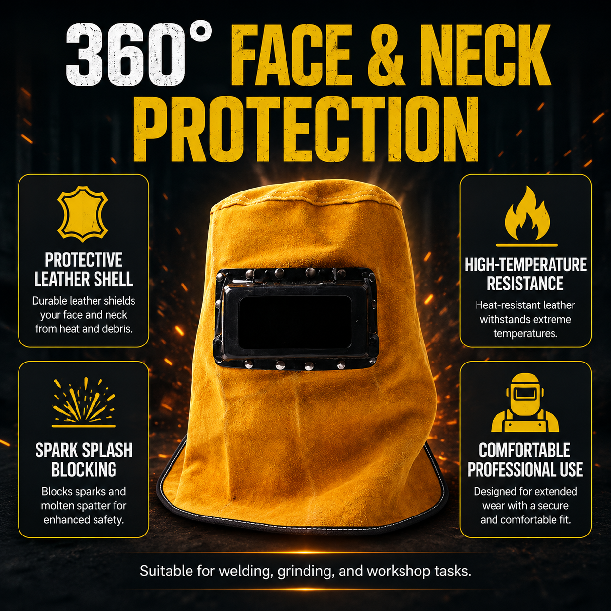 Leather Welding Helmet Mask wi - Leather Work Hat ulasan dan harga