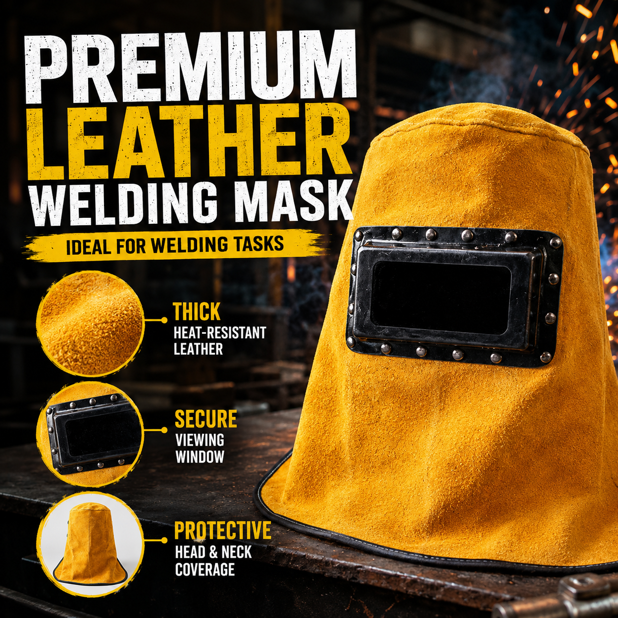 Leather Welding Helmet Mask wi - Leather Work Hat ulasan dan harga