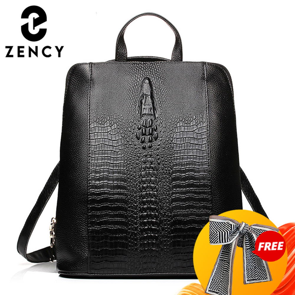 Zency Women's Crocodile Leathe - Leather Work Womens Backpack ulasan dan harga