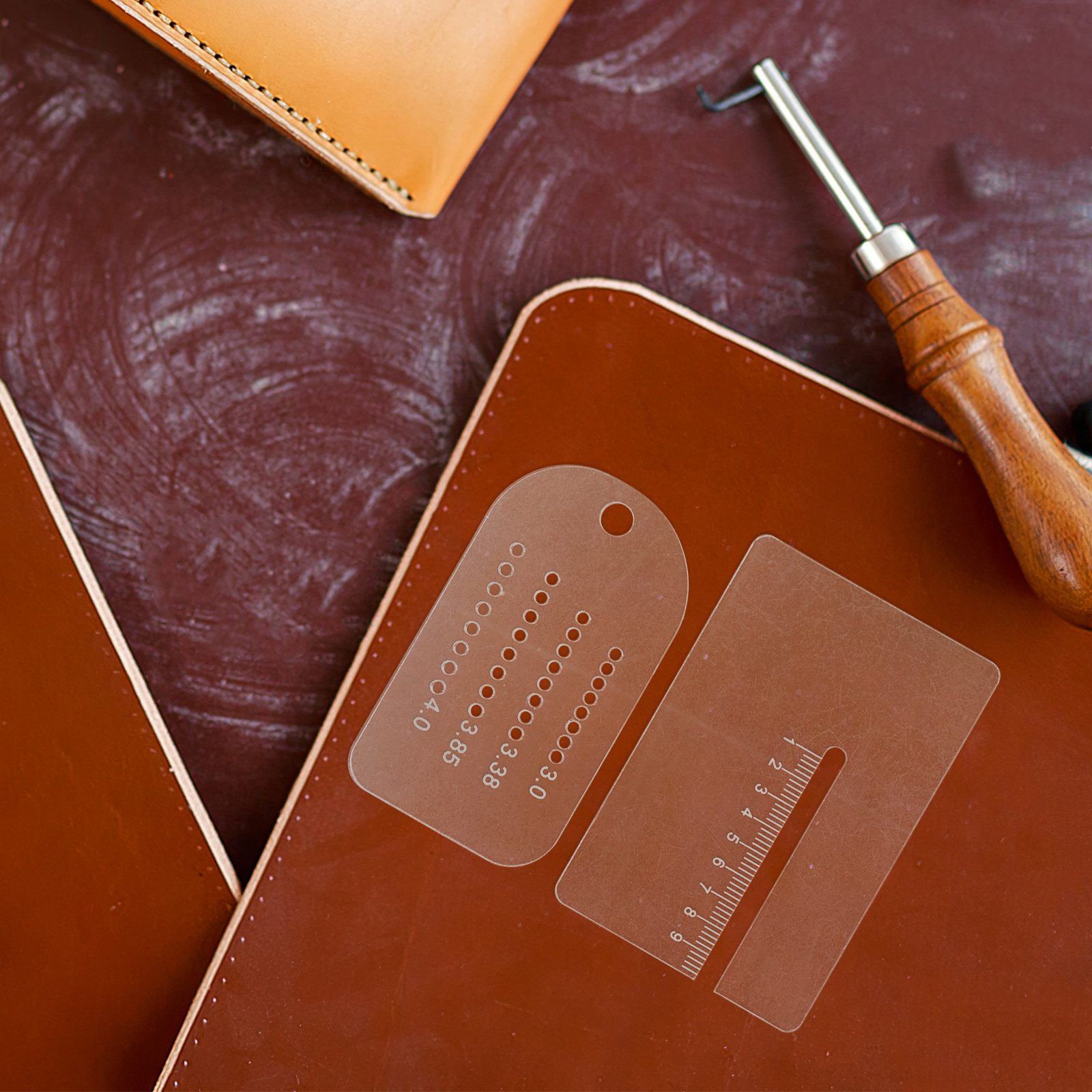 2Pcs Craft Punch Spacing Ruler - Leatherworking Guide ulasan dan harga
